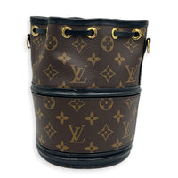 Canoe Bucket Bag Brown in Monogram Coated Canvas, Gold hardware