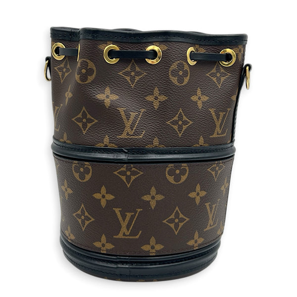 Canoe Bucket Bag Brown in Monogram Coated Canvas, Gold hardware