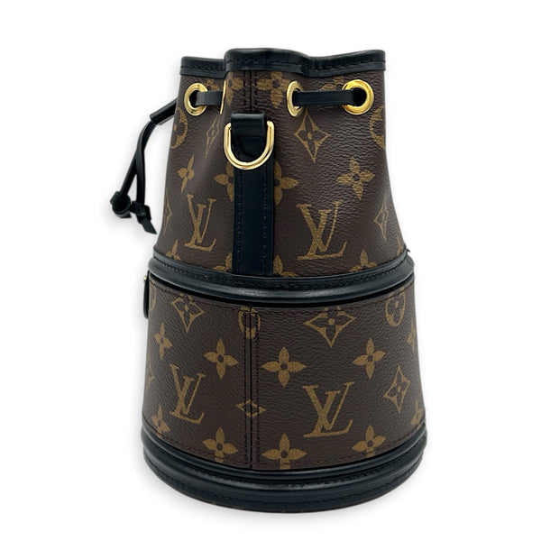 Canoe Bucket Bag Brown in Monogram Coated Canvas, Gold hardware