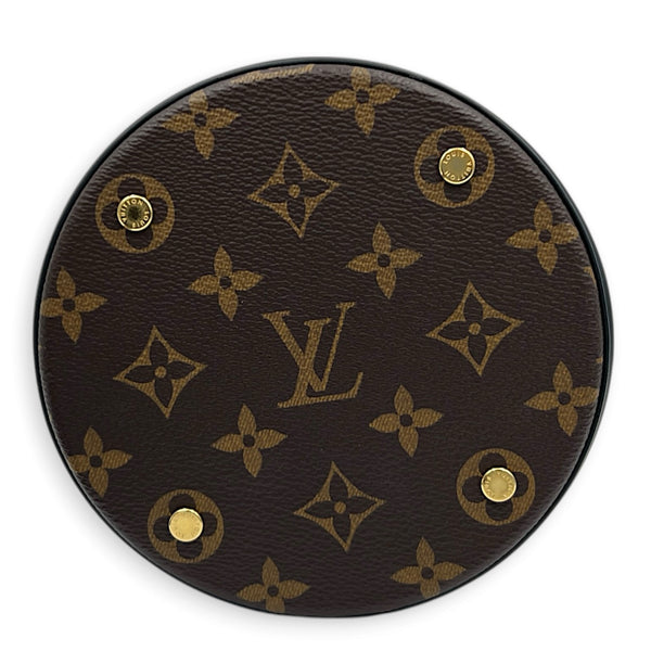 Canoe Bucket Bag Brown in Monogram Coated Canvas, Gold hardware