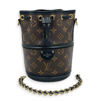 Canoe Bucket Bag Brown in Monogram Coated Canvas, Gold hardware