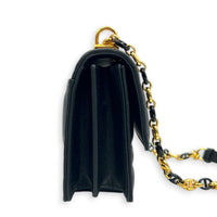 Caro Shoulder Bag Black in Calfskin, Gold hardware