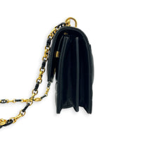 Caro Shoulder Bag Black in Calfskin, Gold hardware