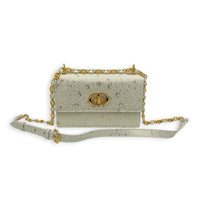 30 Montaigne Shoulder Bag White in Calfskin, Gold hardware