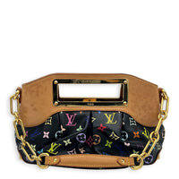 Judy Top Handle Bag Monogram Multicolore Noir in Coated Canvas, Gold hardware