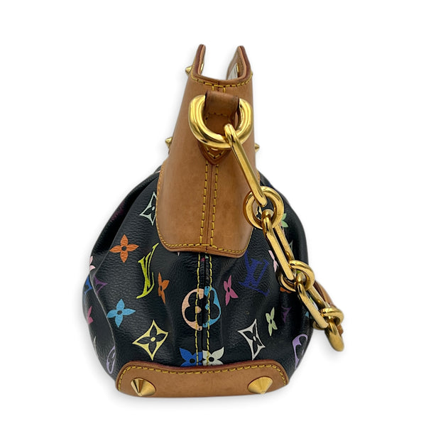 Judy Top Handle Bag Monogram Multicolore Noir in Coated Canvas, Gold hardware