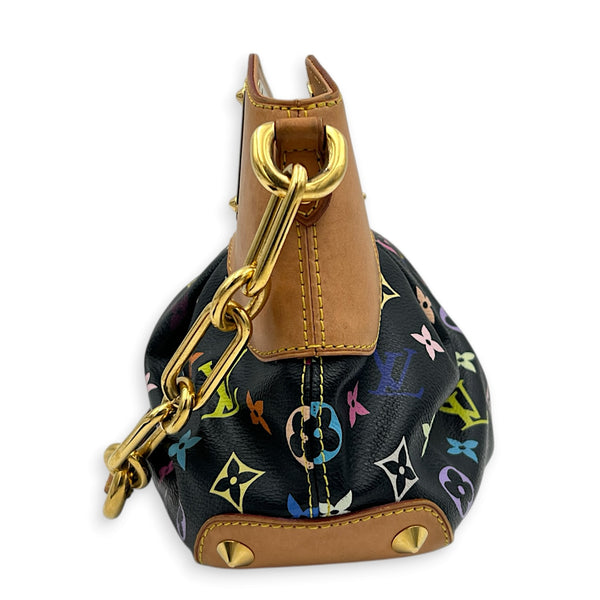 Judy Top Handle Bag Monogram Multicolore Noir in Coated Canvas, Gold hardware