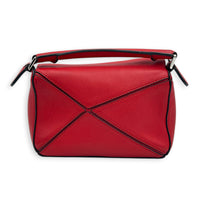 Puzzle Mini Red Top Handle Bag in, Silver hardware
