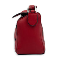 Puzzle Mini Red Top Handle Bag in, Silver hardware