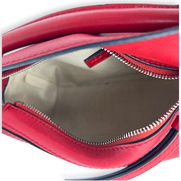 Puzzle Mini Red Top Handle Bag in, Silver hardware