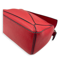 Puzzle Mini Red Top Handle Bag in, Silver hardware