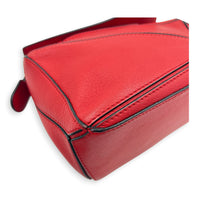 Puzzle Mini Red Top Handle Bag in, Silver hardware