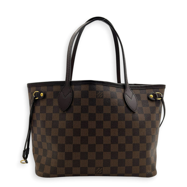 Neverfull Tote Bag PM Damier Ebene in Coated Canvas, Gold hardware