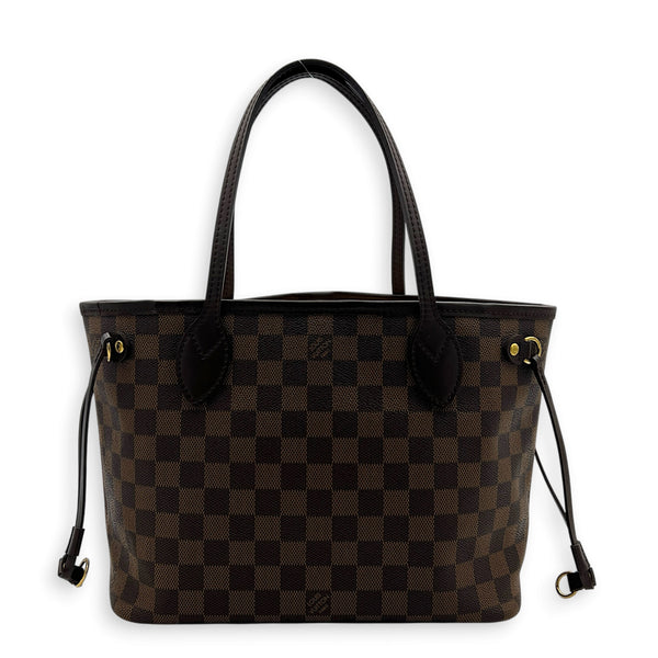 Neverfull Tote Bag PM Damier Ebene in Coated Canvas, Gold hardware
