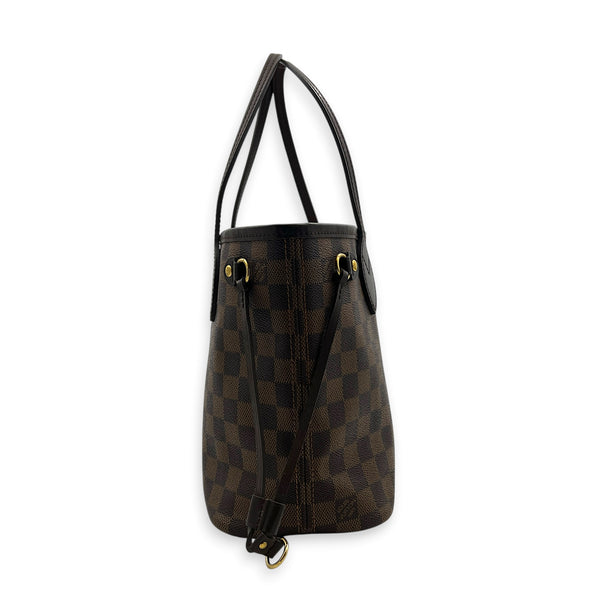 Neverfull Tote Bag PM Damier Ebene in Coated Canvas, Gold hardware