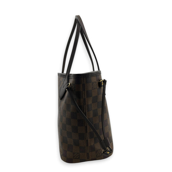 Neverfull Tote Bag PM Damier Ebene in Coated Canvas, Gold hardware