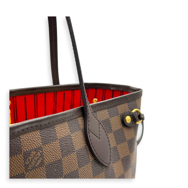 Neverfull Tote Bag PM Damier Ebene in Coated Canvas, Gold hardware