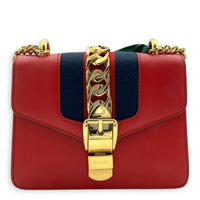 Sylvie Shoulder Bag Red in Calfskin, Gold hardware