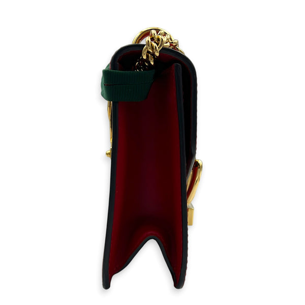 Sylvie Shoulder Bag Red in Calfskin, Gold hardware