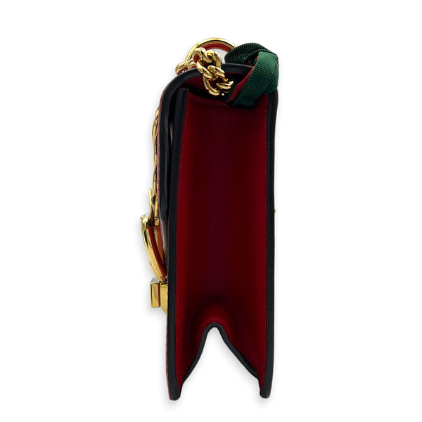 Sylvie Shoulder Bag Red in Calfskin, Gold hardware