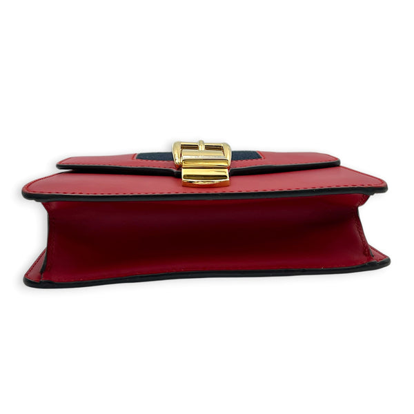 Sylvie Shoulder Bag Red in Calfskin, Gold hardware