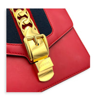 Sylvie Shoulder Bag Red in Calfskin, Gold hardware