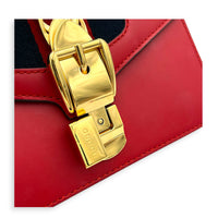Sylvie Shoulder Bag Red in Calfskin, Gold hardware