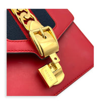 Sylvie Shoulder Bag Red in Calfskin, Gold hardware