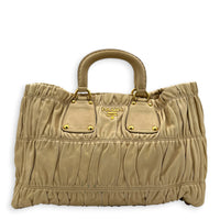 Gaufre Top Handle Bag Beige in Calfskin, Gold hardware