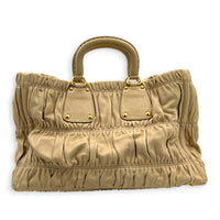 Gaufre Top Handle Bag Beige in Calfskin, Gold hardware