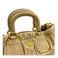 Gaufre Top Handle Bag Beige in Calfskin, Gold hardware