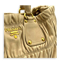 Gaufre Top Handle Bag Beige in Calfskin, Gold hardware