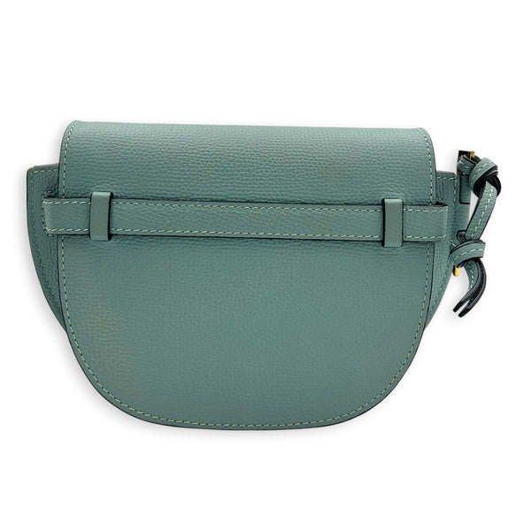 Gate Crossbody Bag Blue in Calfskin, Gold hardware