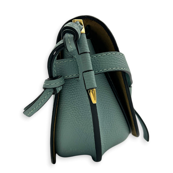 Gate Crossbody Bag Blue in Calfskin, Gold hardware