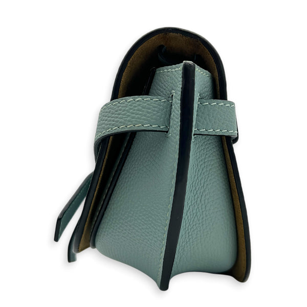 Gate Crossbody Bag Blue in Calfskin, Gold hardware