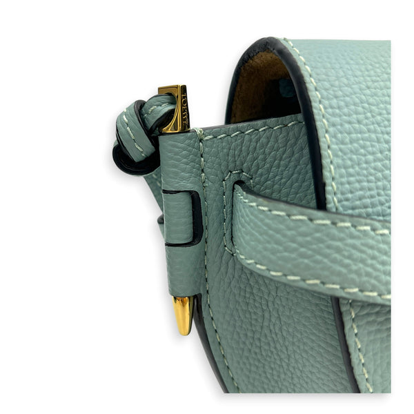 Gate Crossbody Bag Blue in Calfskin, Gold hardware