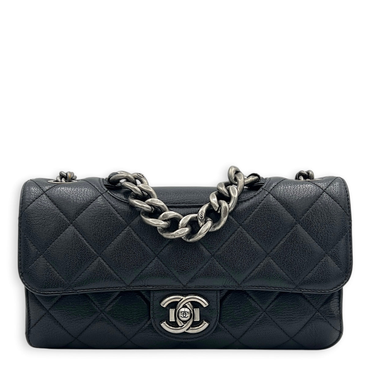 Perfect Edge Shoulder Bag Black, Ruthenium hardware