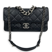 Perfect Edge Shoulder Bag Black, Ruthenium hardware