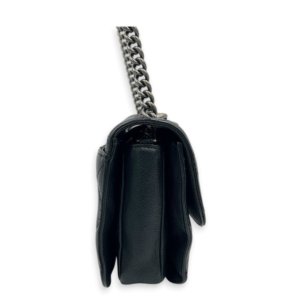 Perfect Edge Shoulder Bag Black, Ruthenium hardware