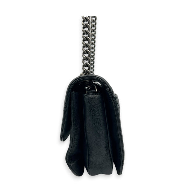 Perfect Edge Shoulder Bag Black, Ruthenium hardware