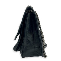 Niki Shoulder Bag Black in Distressed Leather, Ruthenium hardware