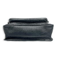 Niki Shoulder Bag Black in Distressed Leather, Ruthenium hardware