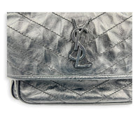 Niki Shoulder Bag Black in Distressed Leather, Ruthenium hardware
