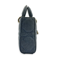 Lady D-Joy Top Handle Bag Blue in Denim, Light Gold hardware
