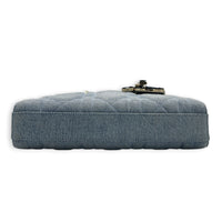Lady D-Joy Top Handle Bag Blue in Denim, Light Gold hardware