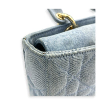 Lady D-Joy Top Handle Bag Blue in Denim, Light Gold hardware