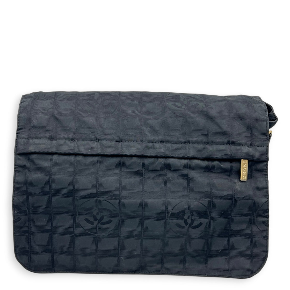Travel Line Black Messenger in Nylon, Gold hardware