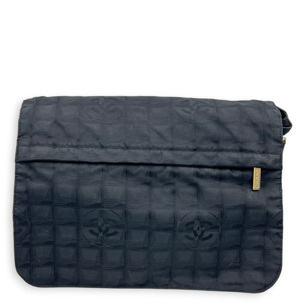 Travel Line Black Messenger in Nylon, Gold hardware