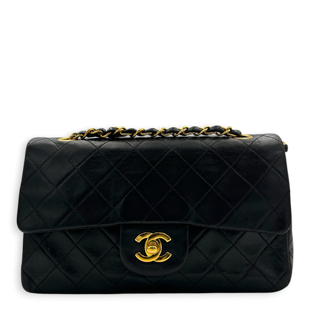 Classic Double Flap Shoulder Bag Small Black in Lambskin, Gold hardware