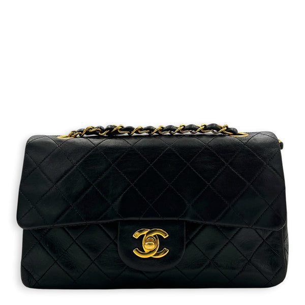 Classic Double Flap Shoulder Bag Small Black in Lambskin, Gold hardware